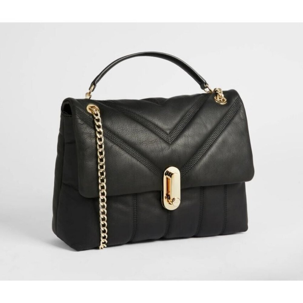 TED BAKER Ayahlin quilted leather puffer crossbody bag - BLACK
